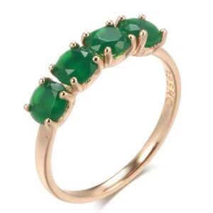 Stunning Round Natural 4 Stone Emerald 18k Gold Ring Womens Size 8 New